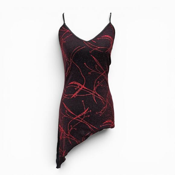 No Brand Tops - Y2k Euro Asymmetrical Top Whimsigoth Cami Sparkle - Size Small